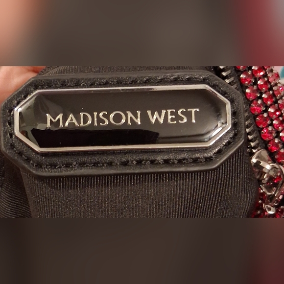 NWT Madison West Hot Pink Rhinestone Club Prom Knit Dumpling Purse Mini Bag - Picture 12 of 14